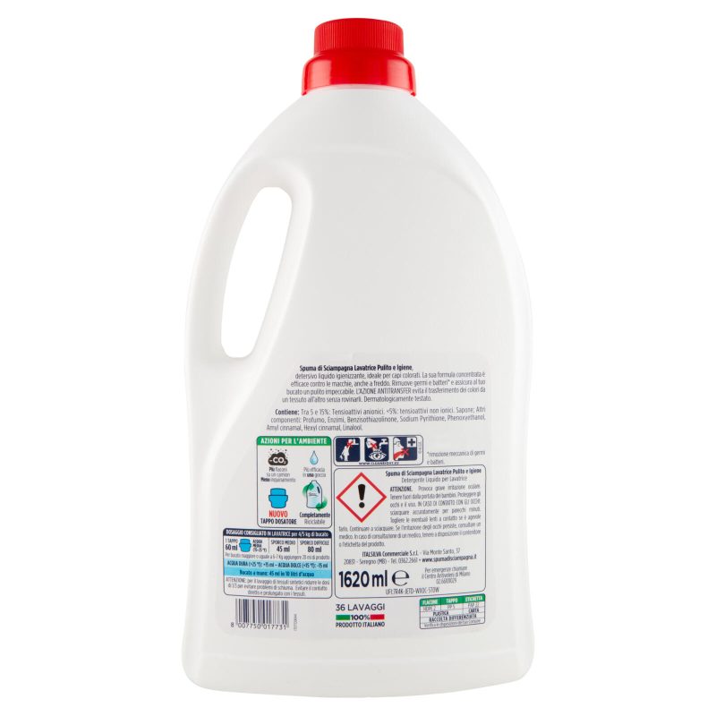 Spuma di Sciampagna Pulito e Igiene Lavatrice Igienizzante 1620 ml