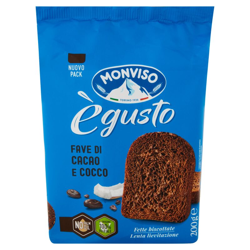 Monviso ègusto Fave di Cacao e Cocco Fette biscottate 200 g