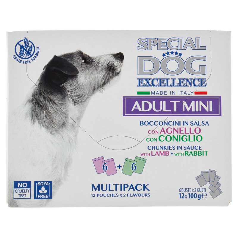 Special Dog Excellence Adult Mini Bocconcini in Salsa con Agnello, con Coniglio 12x100 g