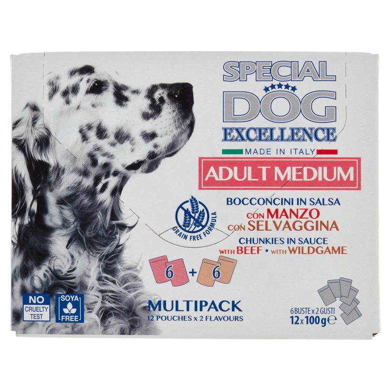 Special Dog Excellence Adult Medium Bocconcini in Salsa con Manzo, con Selvaggina 12x100 g