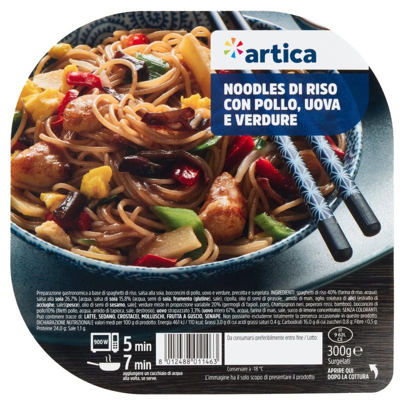 artica Noodles di Riso con Pollo, Uova e Verdure Surgelati 300 g