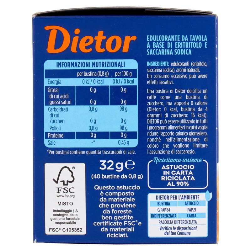 Dietor Zero Calorie Bustine 40 x 0,8 g