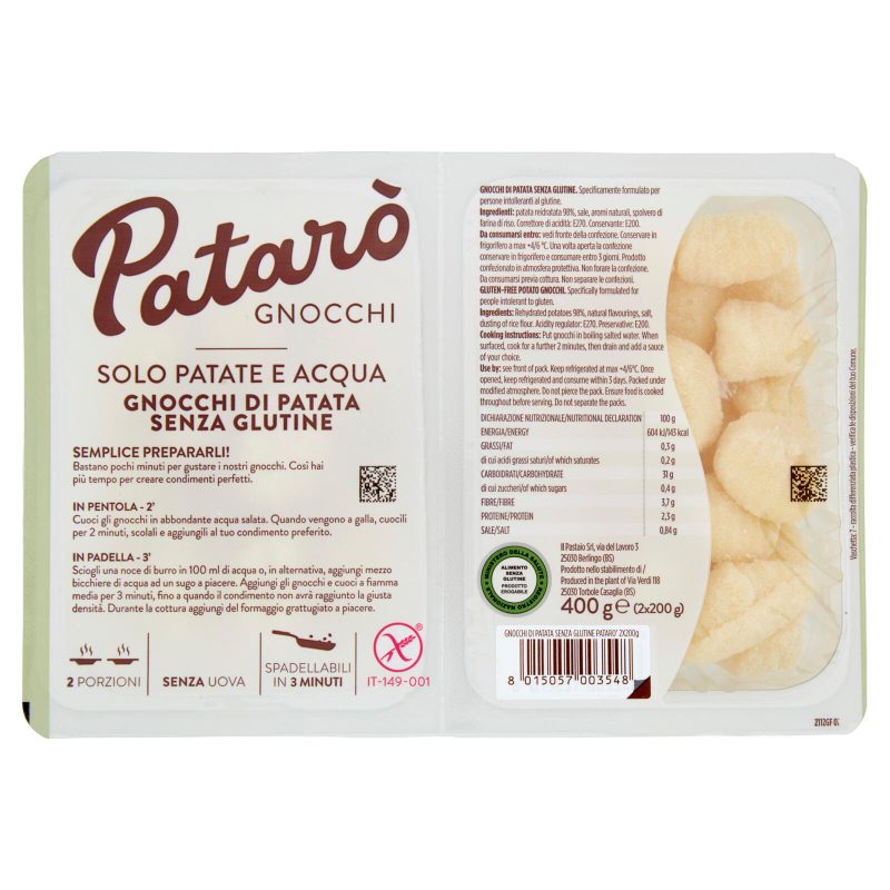 Patarò Gnocchi di Patata Senza Glutine 2 x 200 g