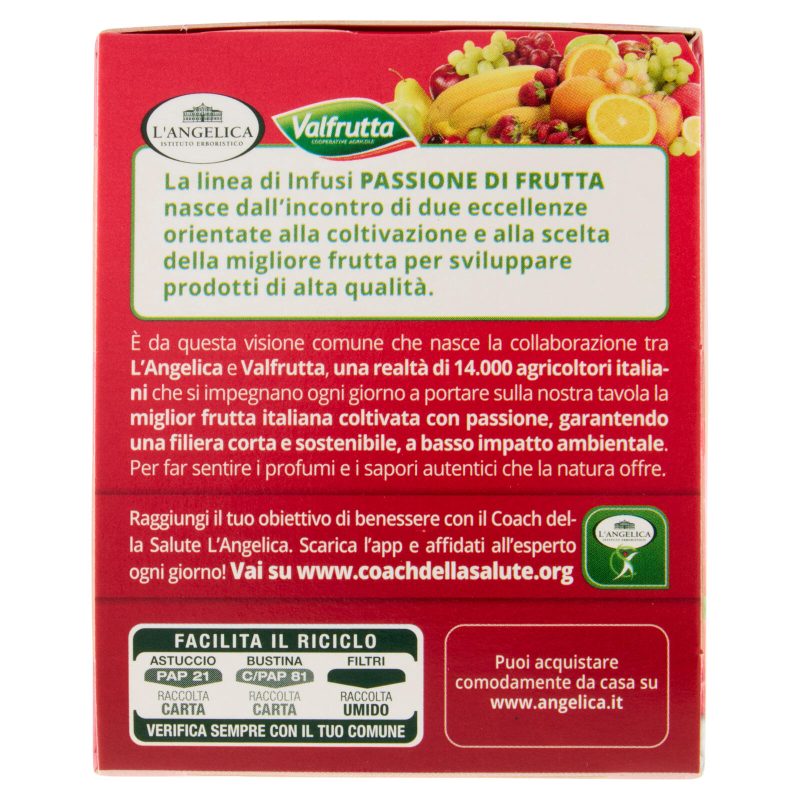 L'Angelica Passione di Frutta Lampone Cocco Karkadè 15 Filtri 28,5 g