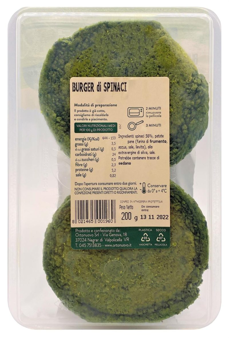 Ortonuovo Burger di Spinaci 200 g