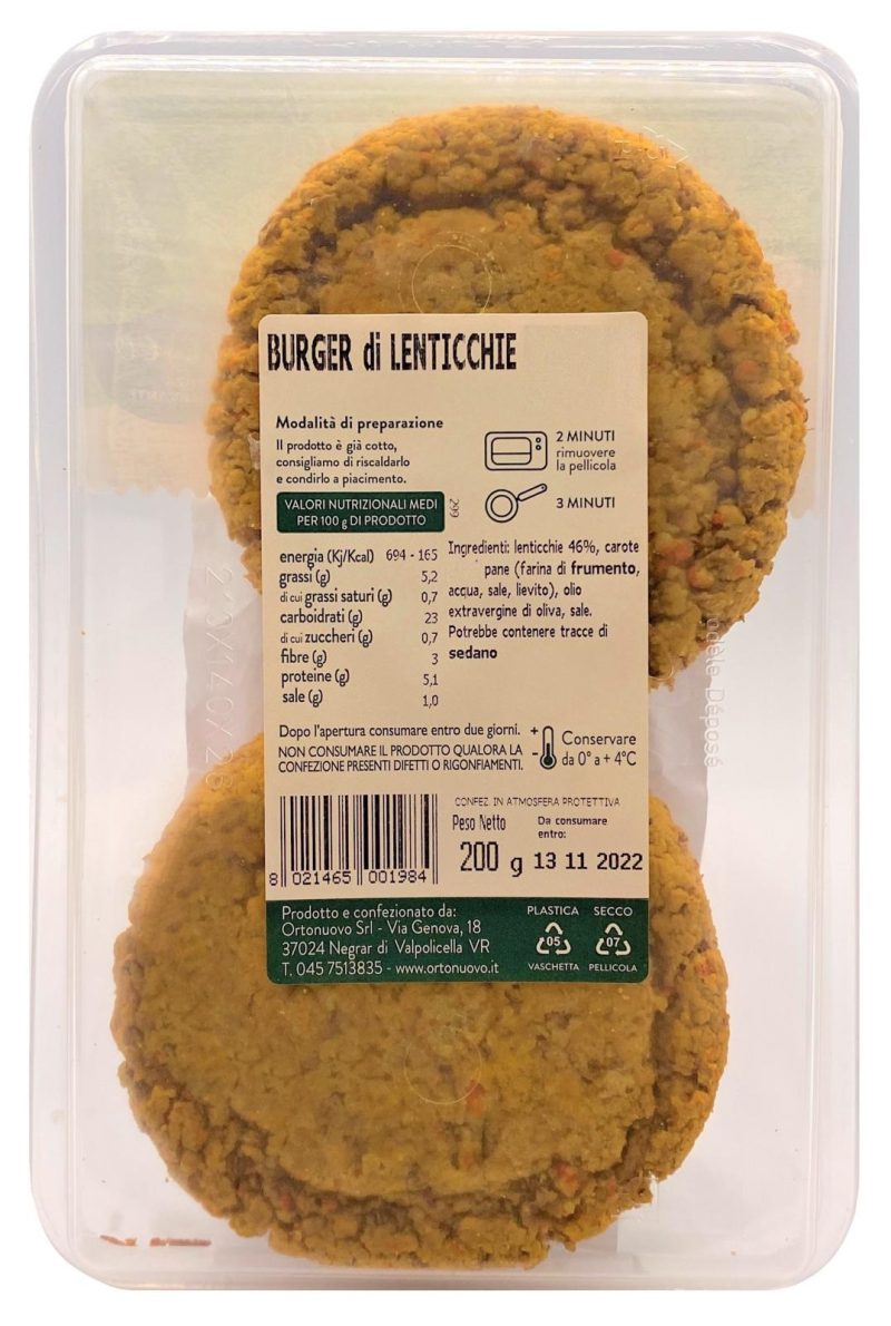 Ortonuovo Burger di Lenticchie 200 g