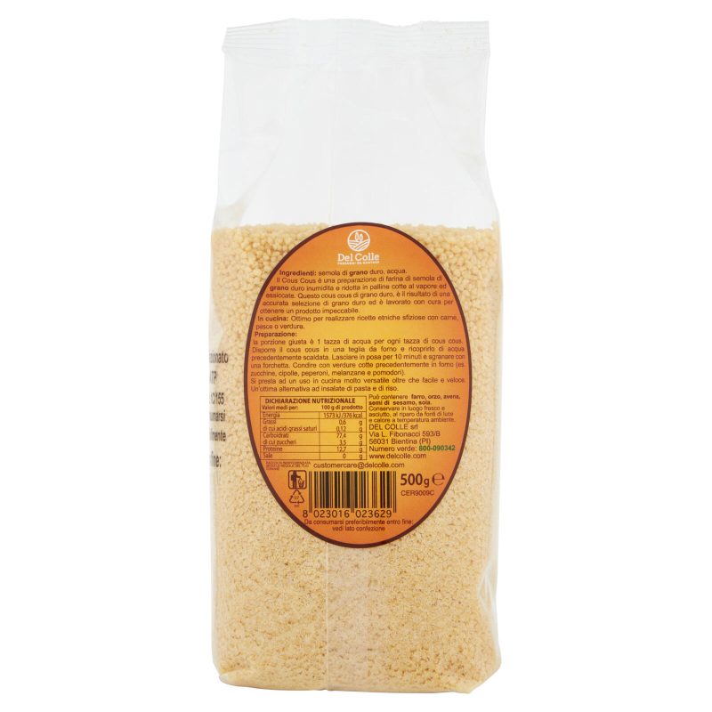 Del Colle CousCous di Grano Duro granelli grossi 500 g