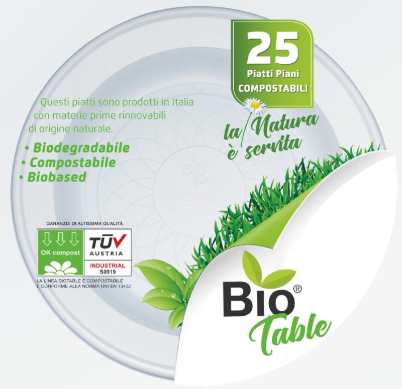 Bio Table Piatti Piani Compostabili 25 pz