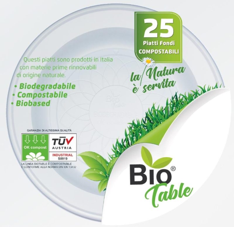 Bio Table Piatti Fondi Compostabili 25 pz