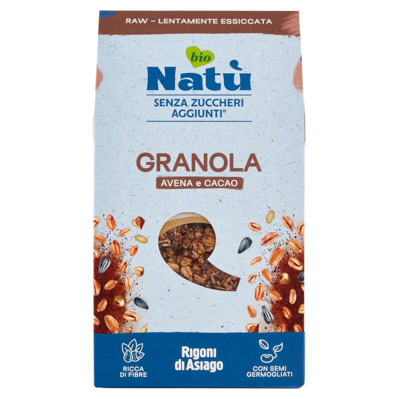 Rigoni di Asiago Natù Senza Zuccheri Aggiunti° Granola Avena e Cacao bio 250 g