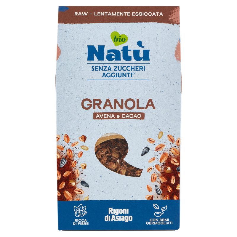 Rigoni di Asiago Natù Senza Zuccheri Aggiunti° Granola Avena e Cacao bio 250 g