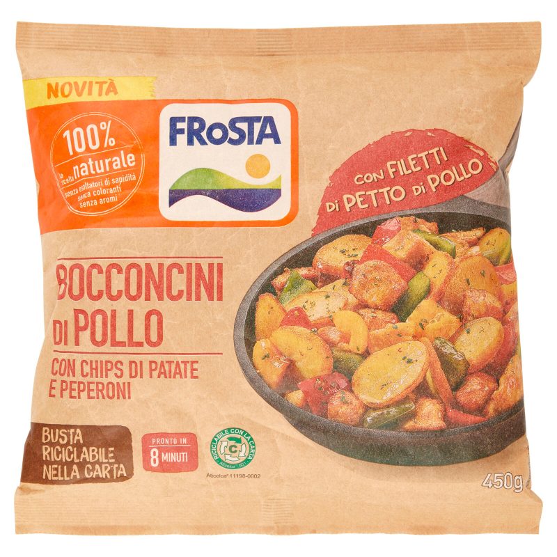 Frosta Bocconcini di Pollo con Chips di Patate e Peperoni 450 g