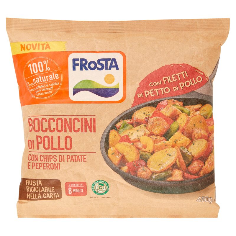 Frosta Bocconcini di Pollo con Chips di Patate e Peperoni 450 g