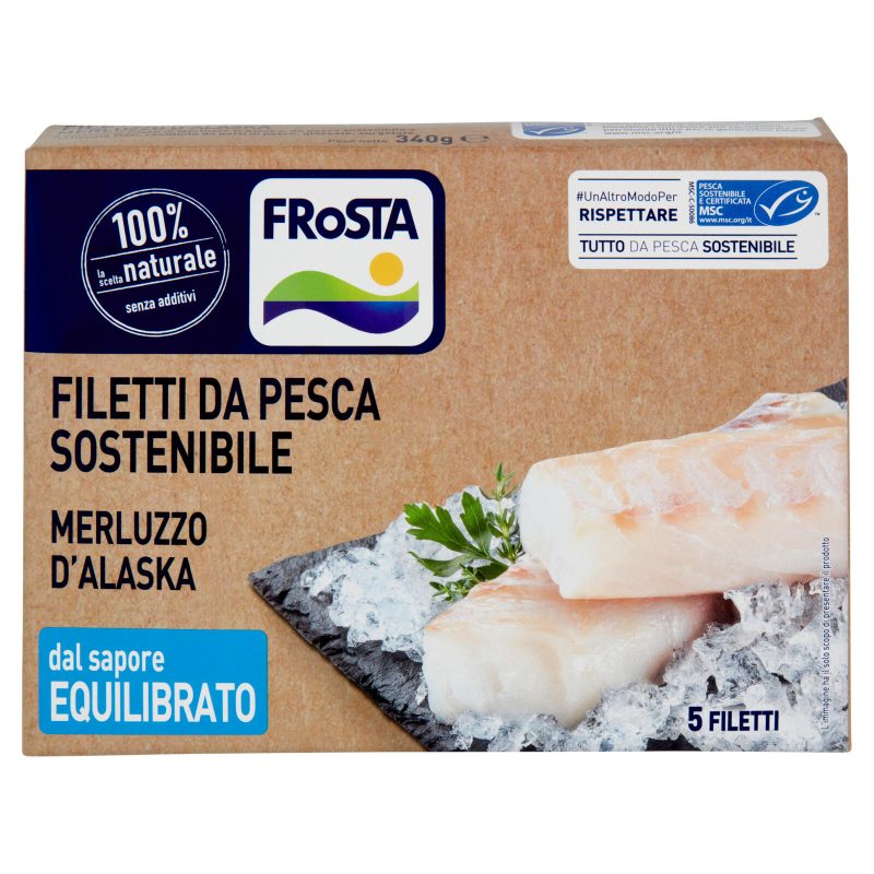 Frosta Filetti da Pesca Sostenibile Merluzzo d'Alaska 5 Filetti 340 g