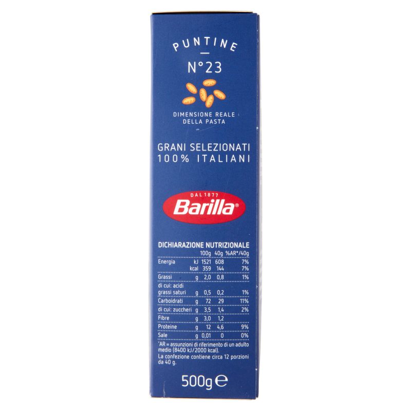 Barilla Pasta Puntine n.23 100% Grano Italiano 500 g