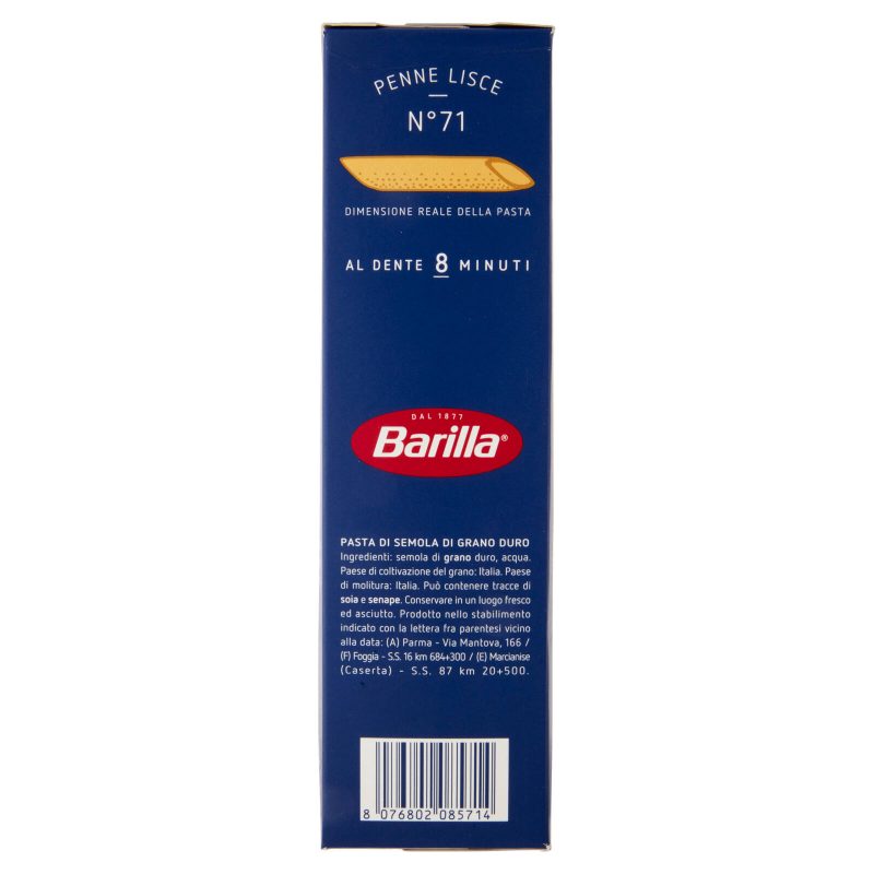 Barilla Pasta Penne Lisce n.71 100% Grano Italiano 500 g