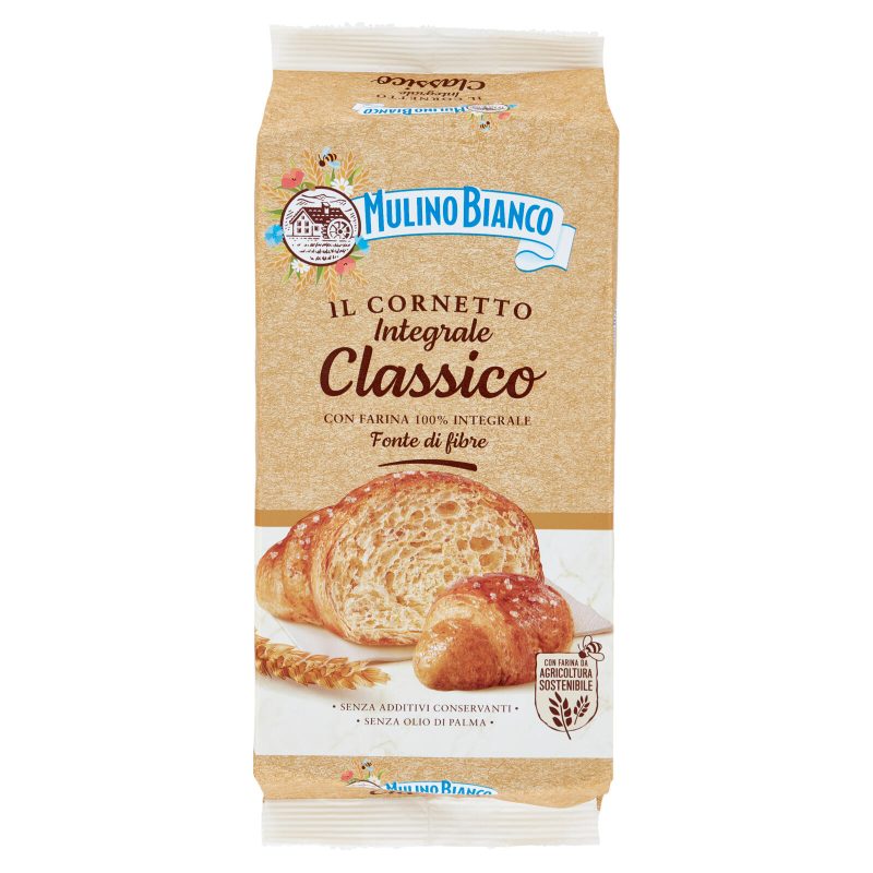 Mulino Bianco Cornetti Integrali Merenda con 100% Farina Integrale 6 pezzi 240g