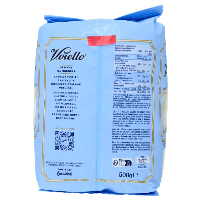 Voiello Pasta La Mafalda N°140 Grani 100% Italiani Trafilata Bronzo 500g