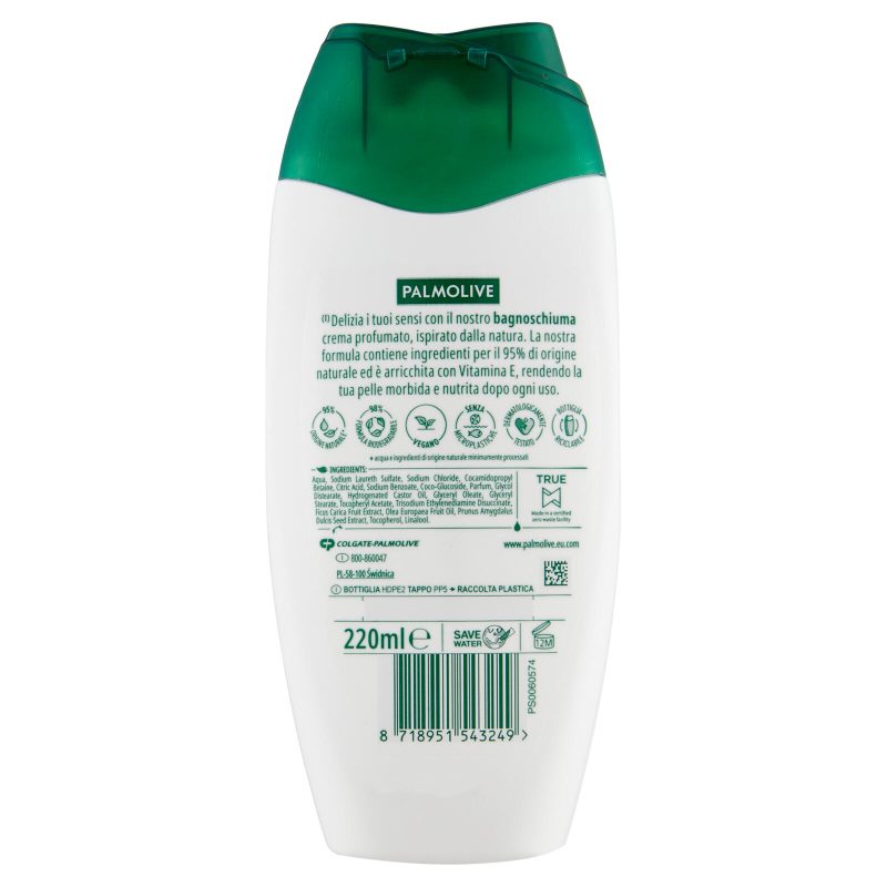 Palmolive bagnoschiuma Naturals Oliva Verde e Latte Idratante 220 ml