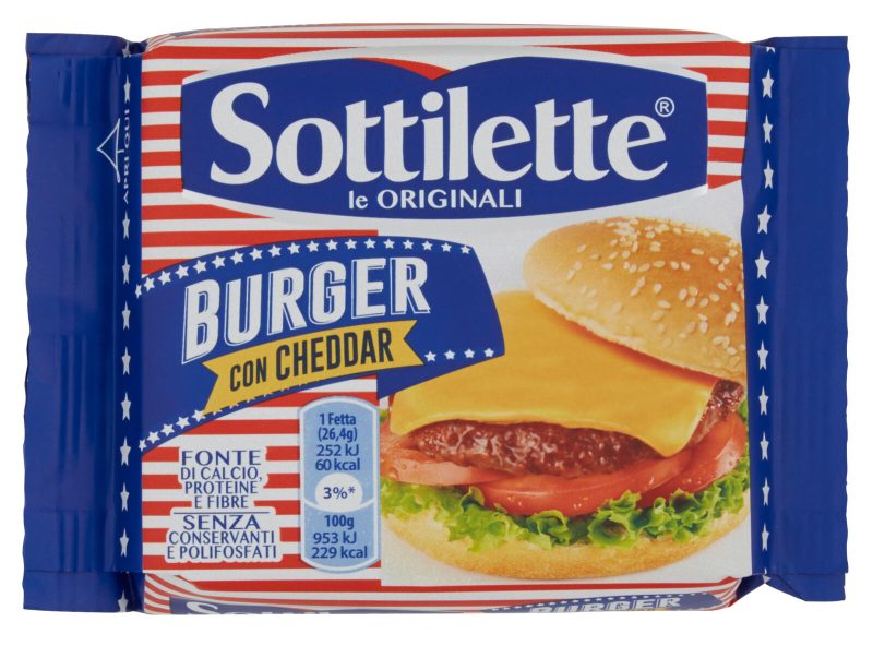 Sottilette Burger con Cheddar - formaggio fuso a fette - 185 g