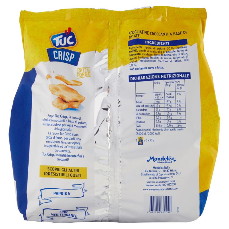 Tuc Crisp Sfogliatine Croccanti  Original Multipack cotte al forno - 5 x 30 g