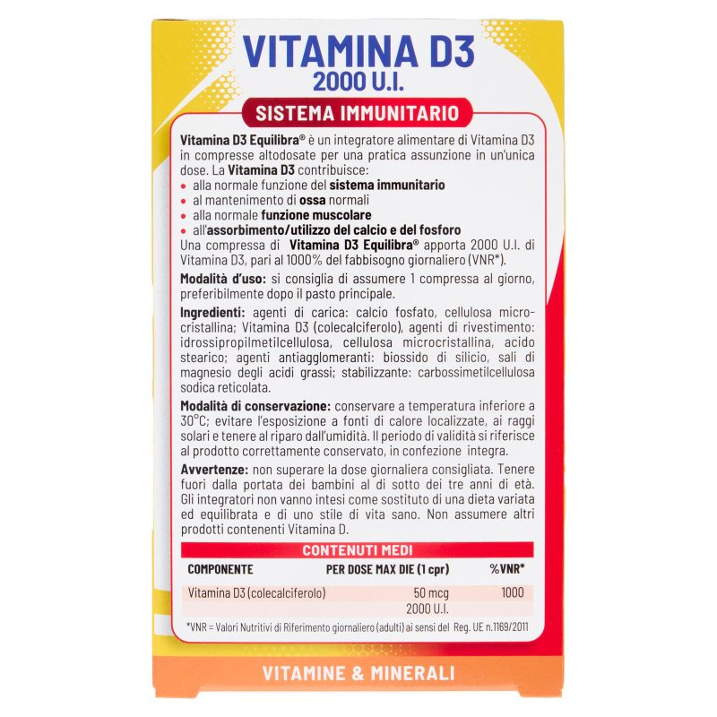 equilibra Vitamina D3 2000 U.I. Sistema Immunitario Compresse 30 x 81 mg