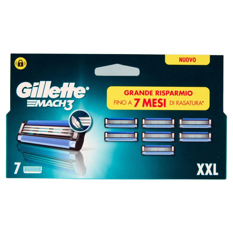 Gillette Mach3 Lamette di ricambio per Rasoio da Uomo, 7 Ricariche