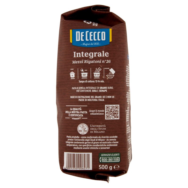 De Cecco Integrale Mezzi Rigatoni n° 26 500 g