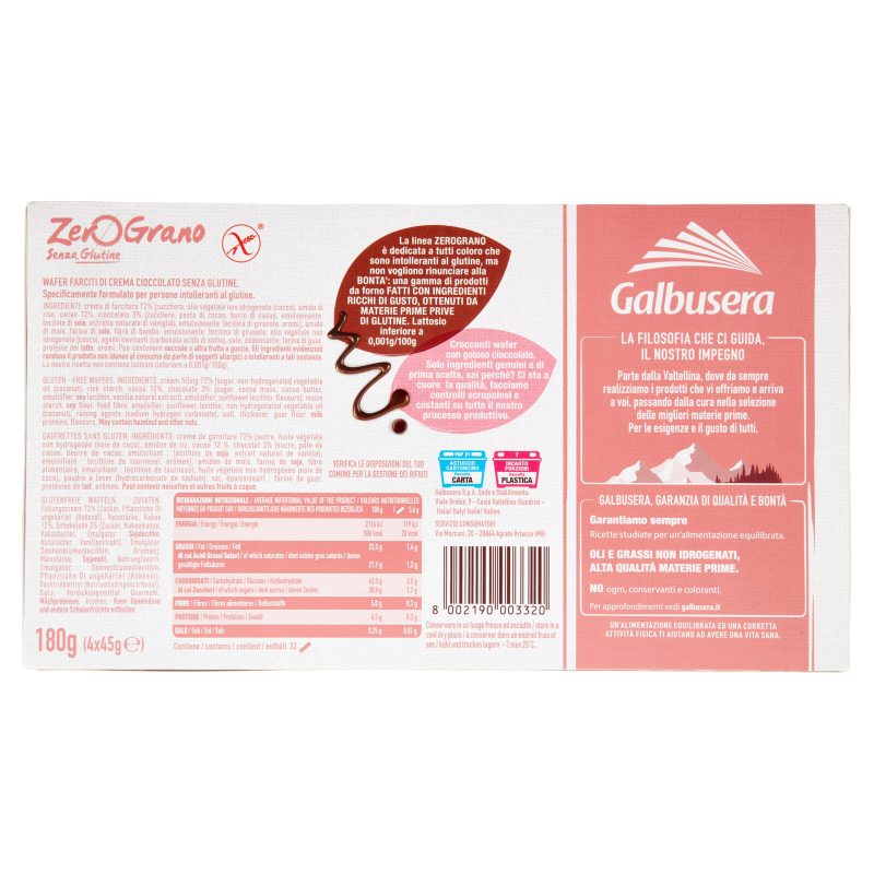 Galbusera ZeroGrano con Cioccolato 4 x 45 g