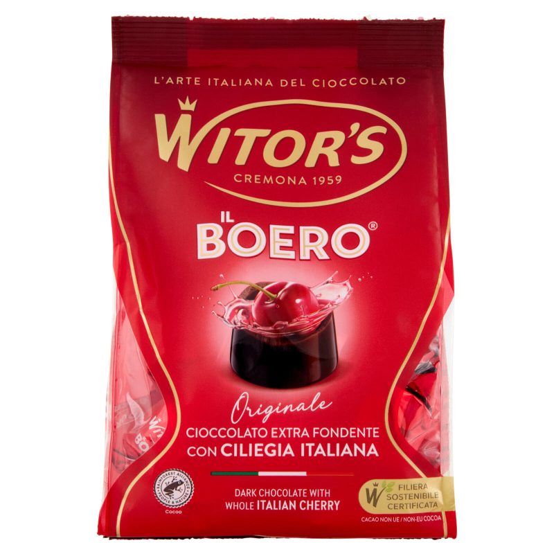 Witor's il Boero Originale Cioccolato Extra Fondente con Ciliegia Italiana 200 g