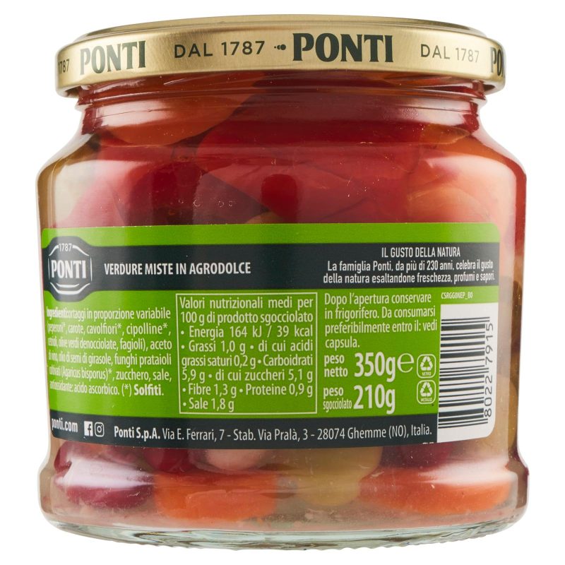 Ponti Peperlizia Verdure Giardiniera Premium 350 g