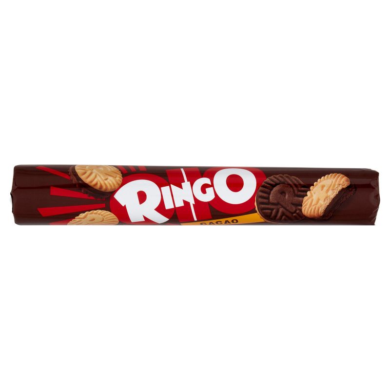 Ringo Cacao Biscotti Farciti con Crema Cacao Snack Merenda Tubo, 165g