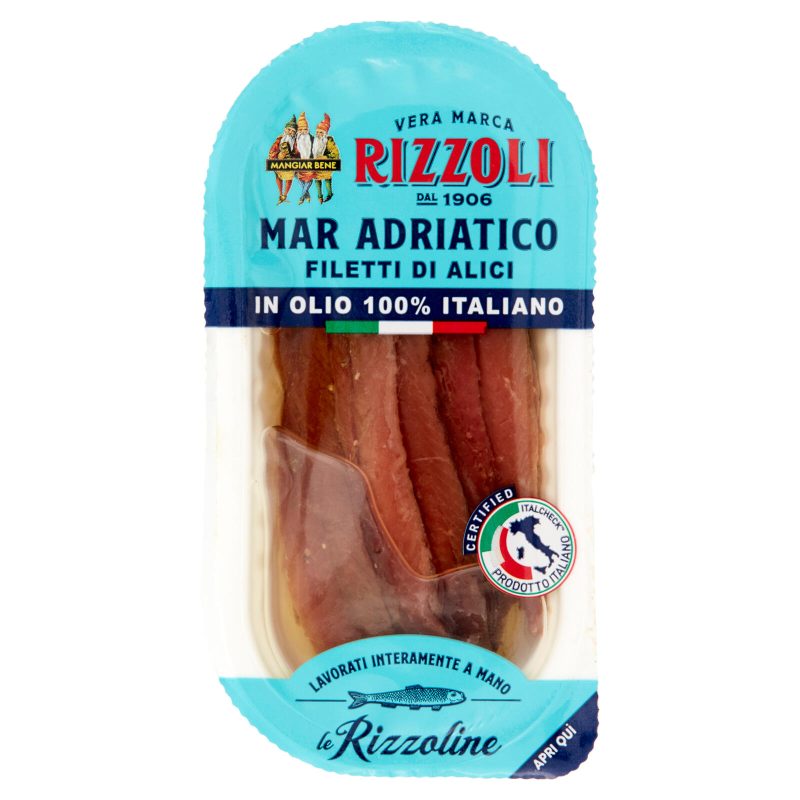 Rizzoli le Rizzoline Filetti di Alici Mar Adriatico in Olio 100% Italiano 40 g