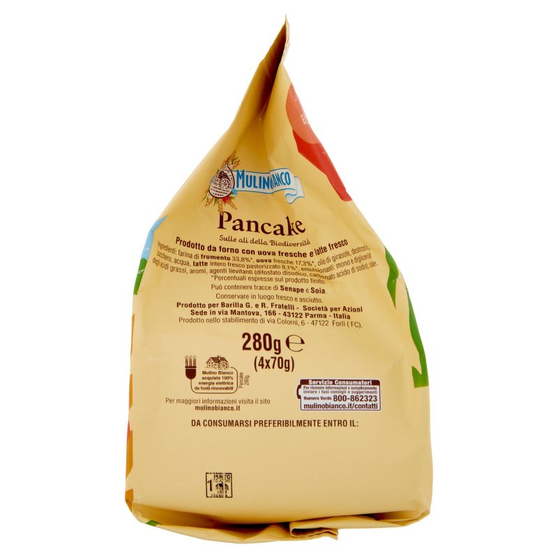 Mulino Bianco Pancake Merenda 100% Latte Fresco Italiano e Farina Sostenibile 4 pezzi 280g