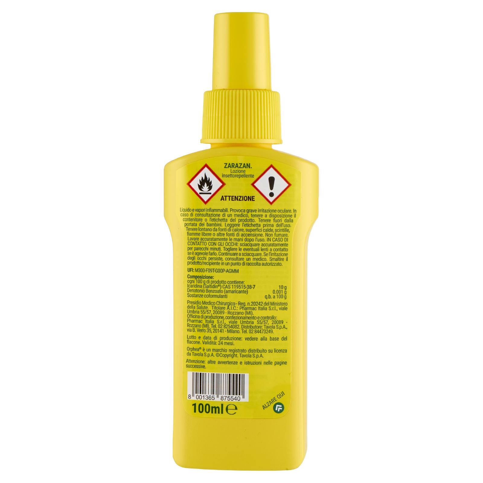 Orphea Lozione Insettorepellente Zarazan Efficacia Inodore 100 ml