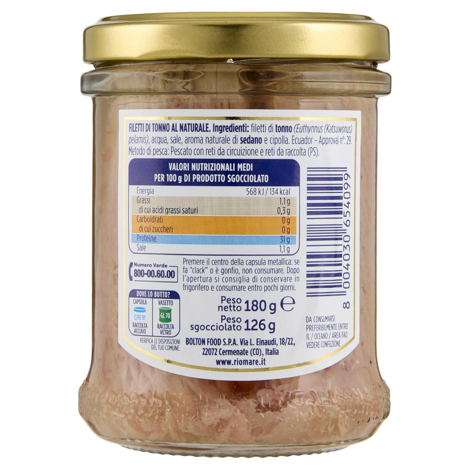 Rio mare Filetti di Tonno al Naturale 180 g